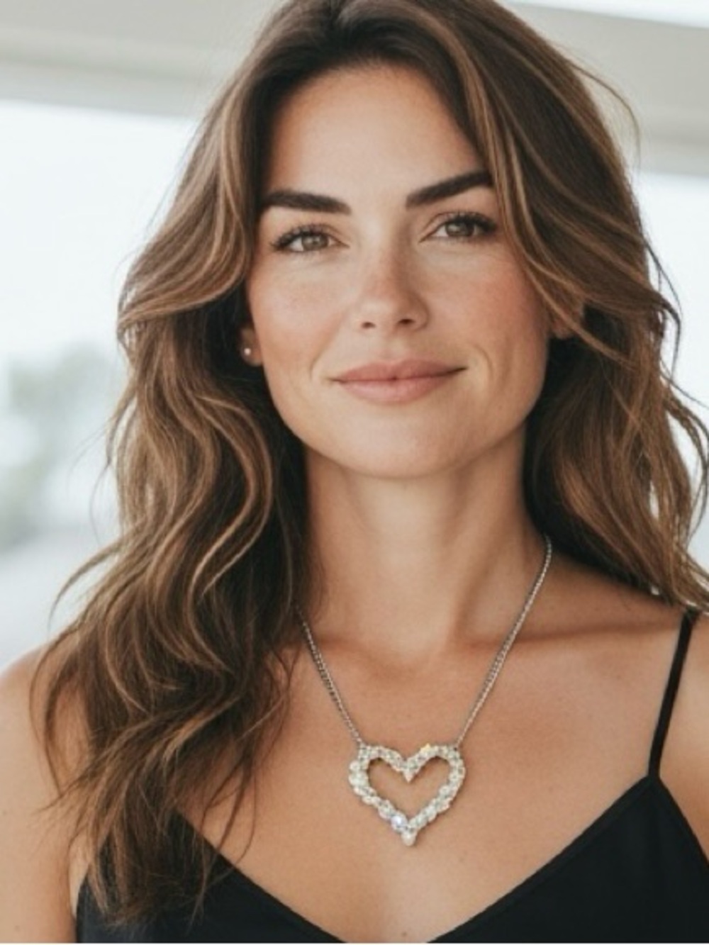 Crystal Heart Pendant Necklace - Silver Tone By Alexa Raye - Picture 3 of 4
